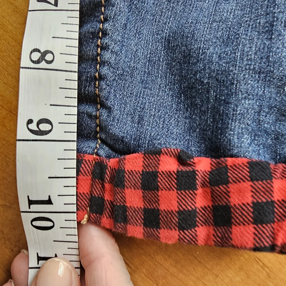 Carter's Blue Denim Red Plaid Train Themed Overalls Toddler/baby Size 18 Months.